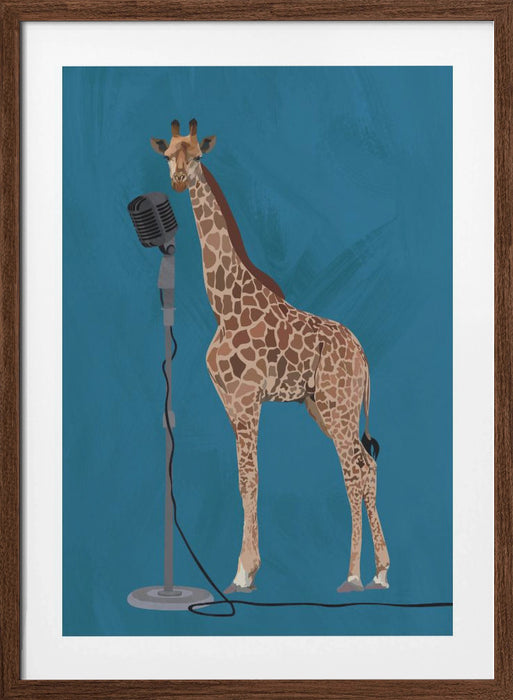 Giraffe Microphone Pink 2 01 Framed Art Wall Decor