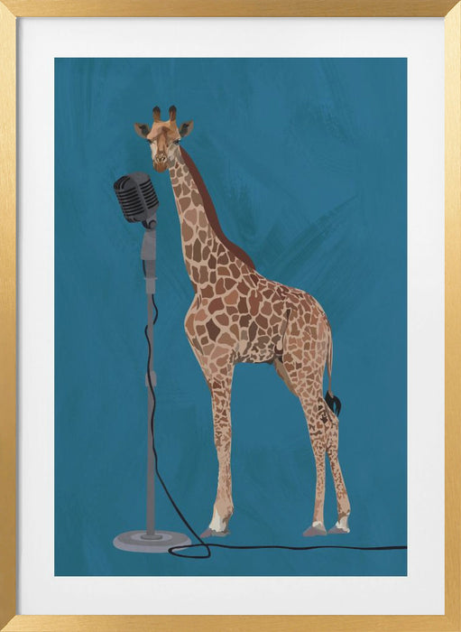 Giraffe Microphone Pink 2 01 Framed Art Wall Decor