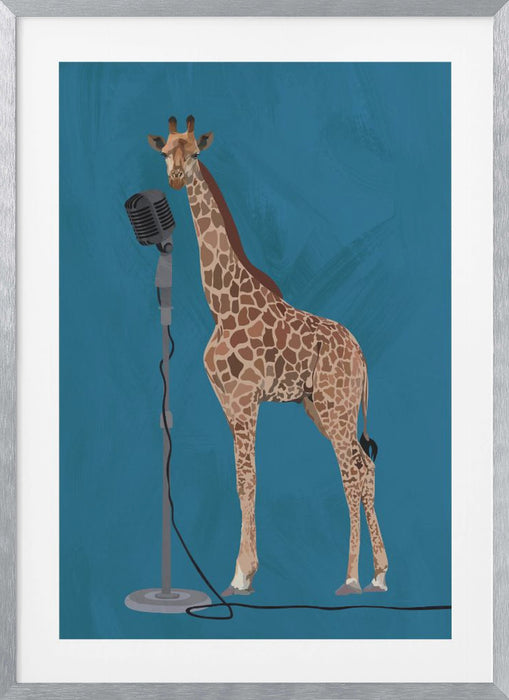 Giraffe Microphone Pink 2 01 Framed Art Wall Decor