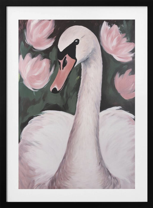 Swan In The Pond Framed Art Modern Wall Decor