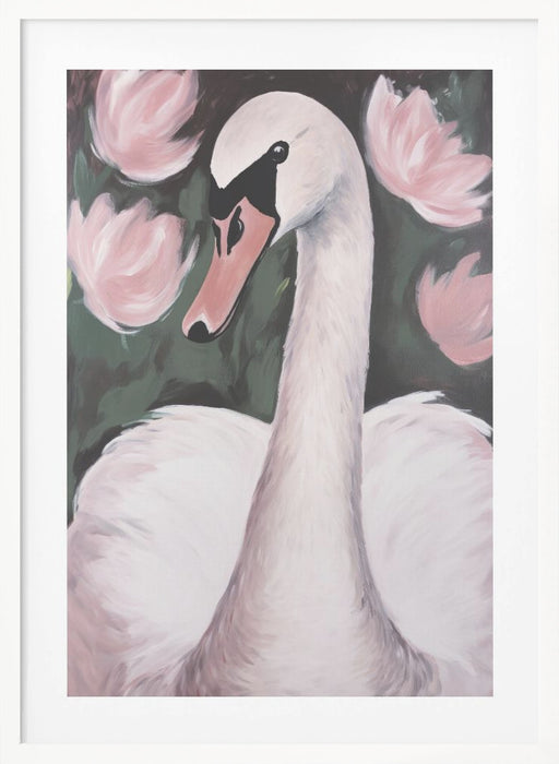 Swan In The Pond Framed Art Modern Wall Decor