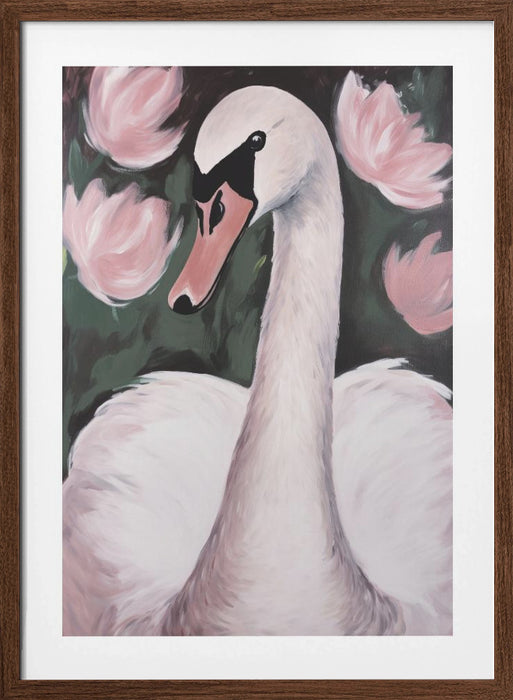 Swan In The Pond Framed Art Modern Wall Decor