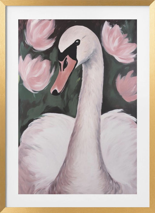 Swan In The Pond Framed Art Modern Wall Decor