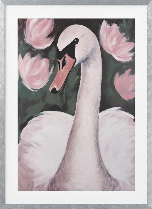 Swan In The Pond Framed Art Modern Wall Decor