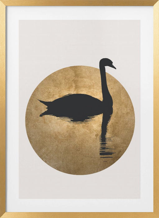 The Swan Gold Framed Art Wall Decor