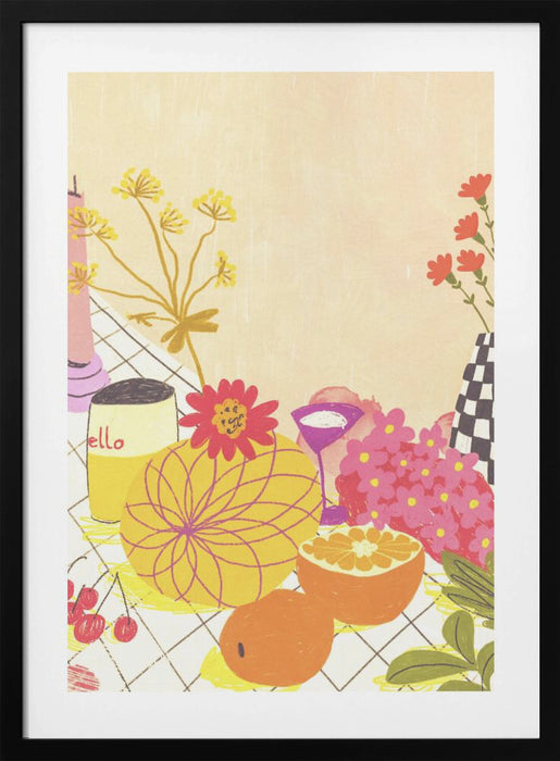 Citrus and flowers Framed Art Modern Wall Decor