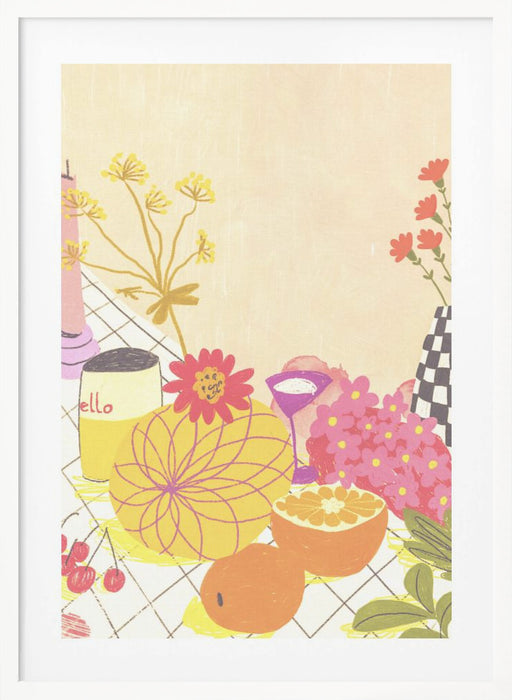 Citrus and flowers Framed Art Modern Wall Decor