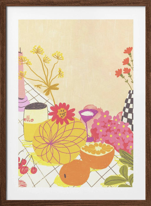 Citrus and flowers Framed Art Modern Wall Decor