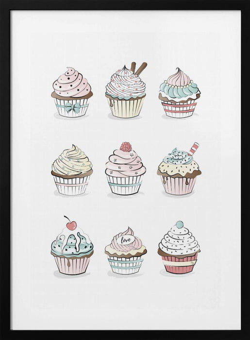 Cupcakes Framed Art Modern Wall Decor