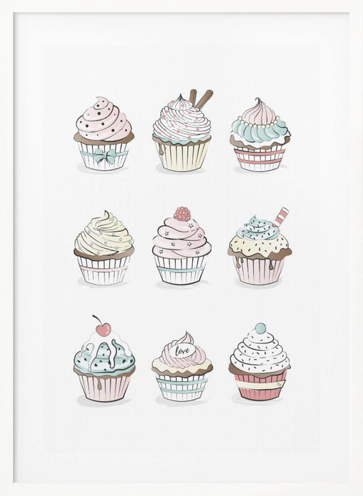 Cupcakes Framed Art Modern Wall Decor