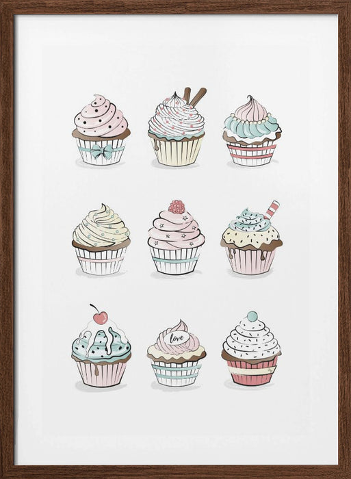 Cupcakes Framed Art Modern Wall Decor