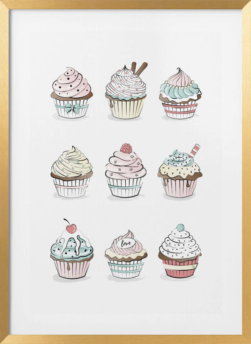 Cupcakes Framed Art Modern Wall Decor