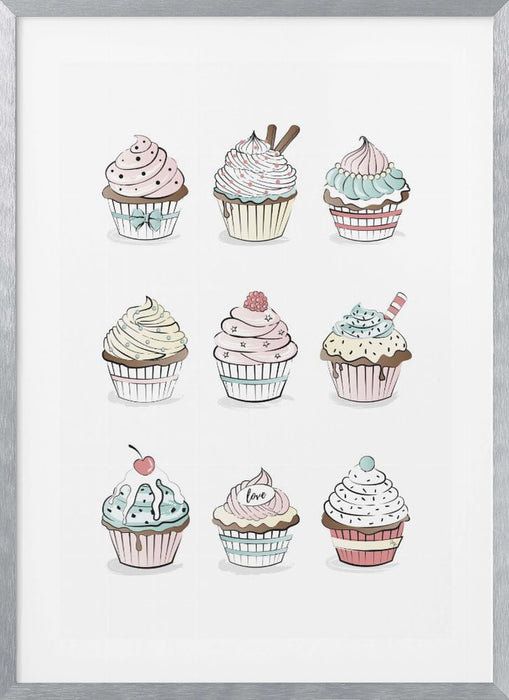 Cupcakes Framed Art Modern Wall Decor