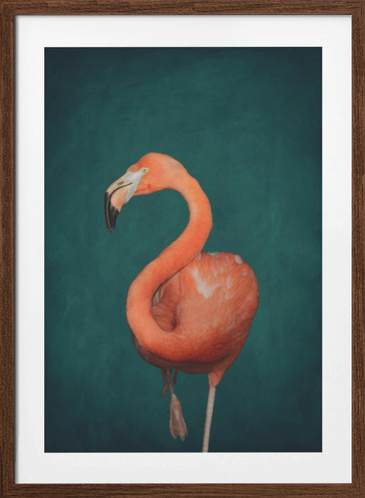 Green Flamingo Framed Art Wall Decor