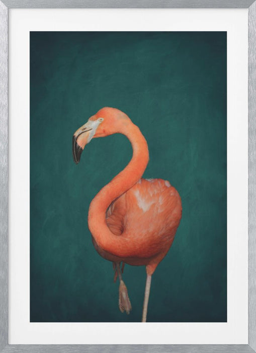 Green Flamingo Framed Art Wall Decor