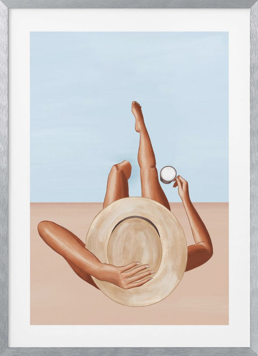 Poolside Girl Framed Art Modern Wall Decor