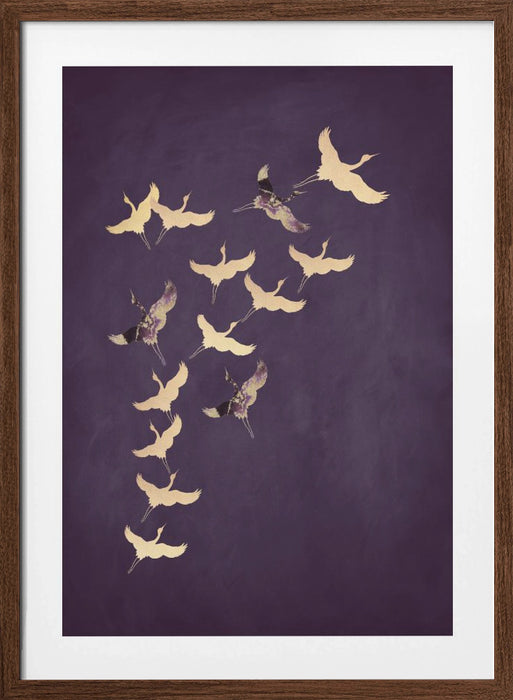 Purple Flying Cranes Framed Art Wall Decor