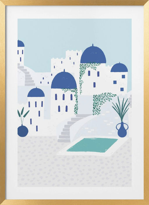 Santorini Framed Art Modern Wall Decor