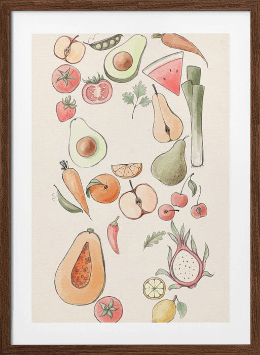 Tropical Vegetable illustration Framed Art Modern Wall Decor