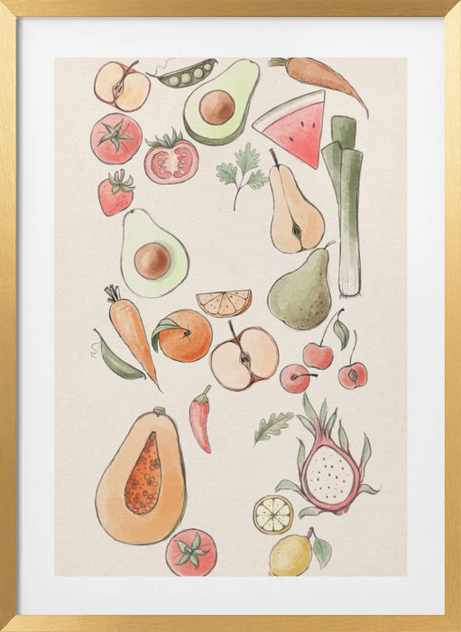 Tropical Vegetable illustration Framed Art Modern Wall Decor