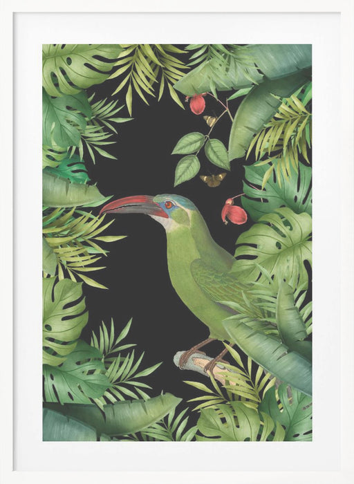 Jungle With Green Toucan Framed Art Modern Wall Decor