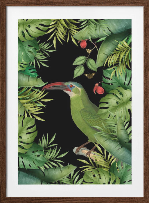 Jungle With Green Toucan Framed Art Modern Wall Decor