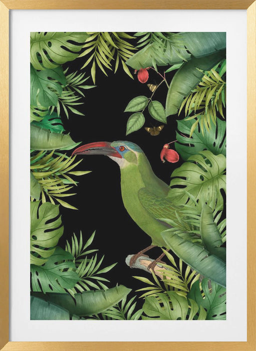 Jungle With Green Toucan Framed Art Modern Wall Decor