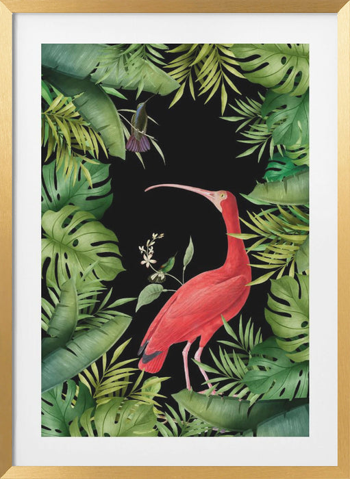 Jungle With Heron Framed Art Wall Decor