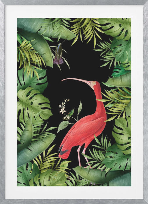 Jungle With Heron Framed Art Wall Decor