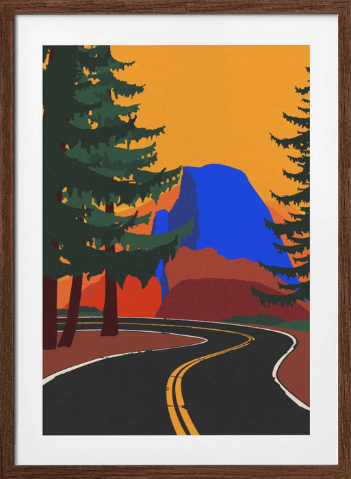 Clacier Road With Half Dome Framed Art Modern Wall Decor