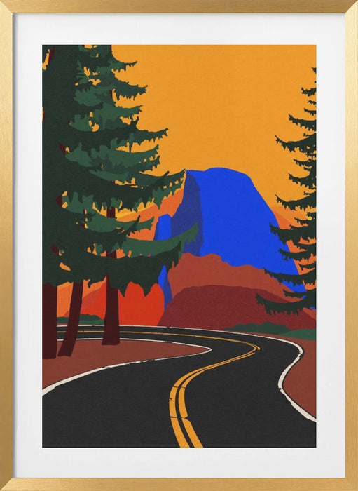 Clacier Road With Half Dome Framed Art Modern Wall Decor