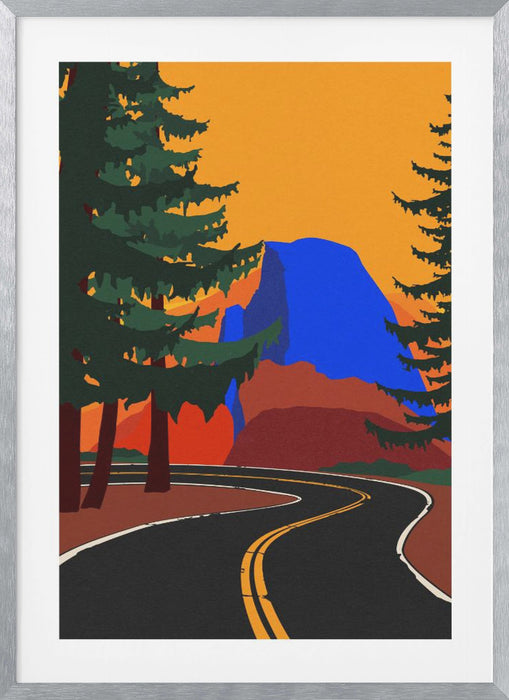 Clacier Road With Half Dome Framed Art Modern Wall Decor