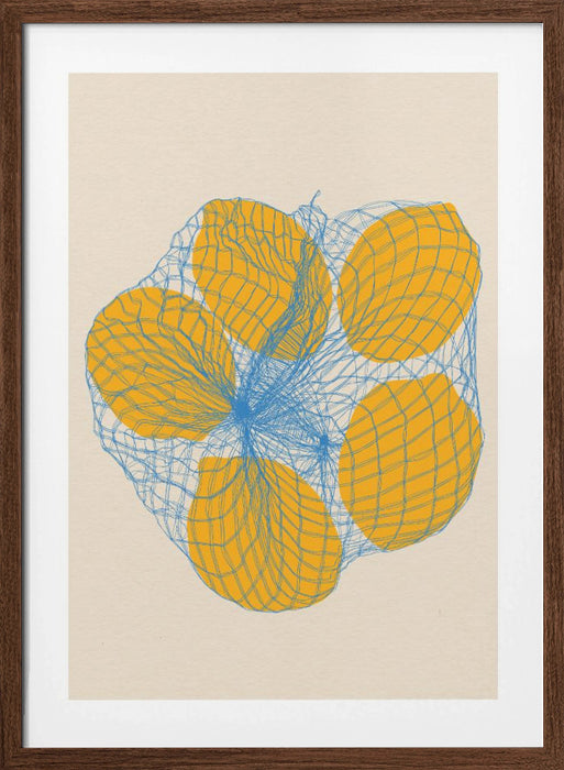 Five Lemons In a Net Bag Framed Art Wall Decor