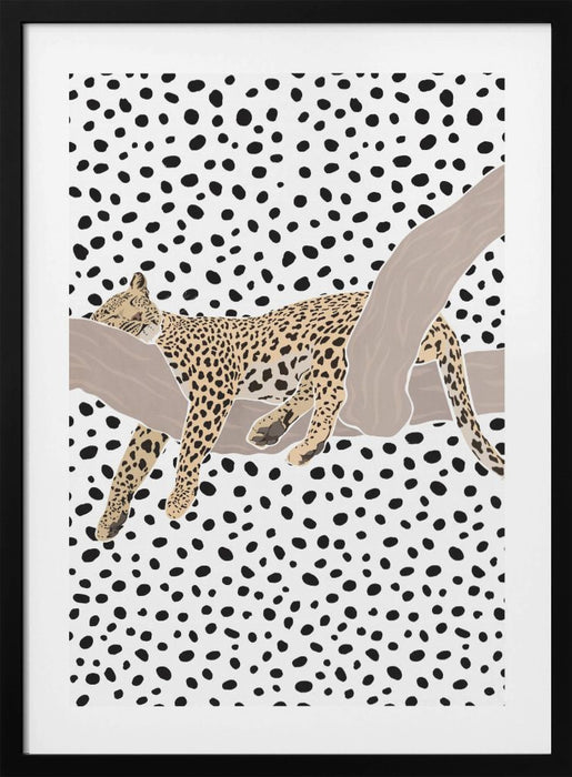 Leopard Sleeping Polkadots Framed Art Wall Decor