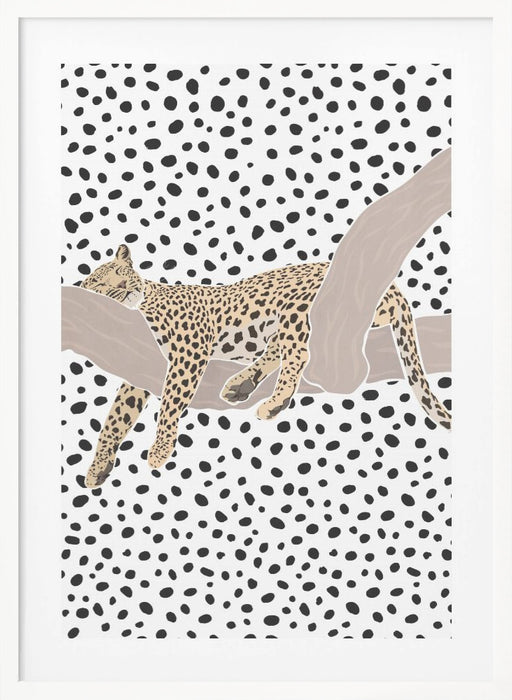 Leopard Sleeping Polkadots Framed Art Wall Decor