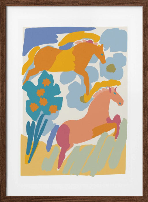 Wild Horses Framed Art Modern Wall Decor