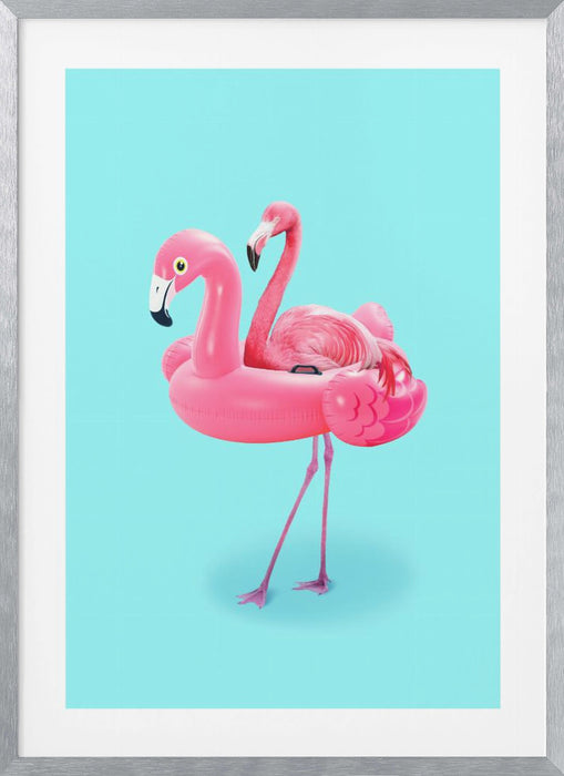 Flamingo on Resort Framed Art Modern Wall Decor