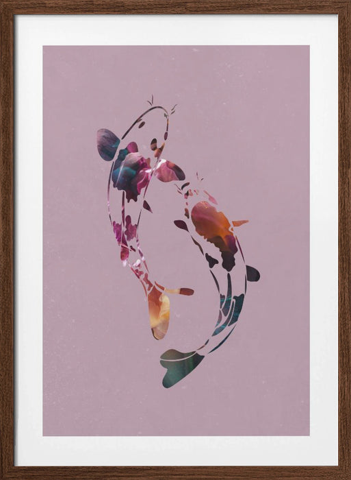 Koi Fish Abstract Framed Art Modern Wall Decor