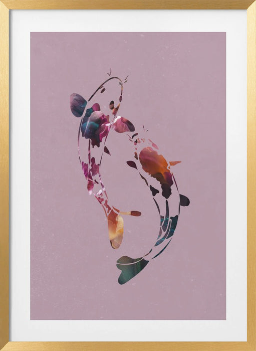 Koi Fish Abstract Framed Art Modern Wall Decor