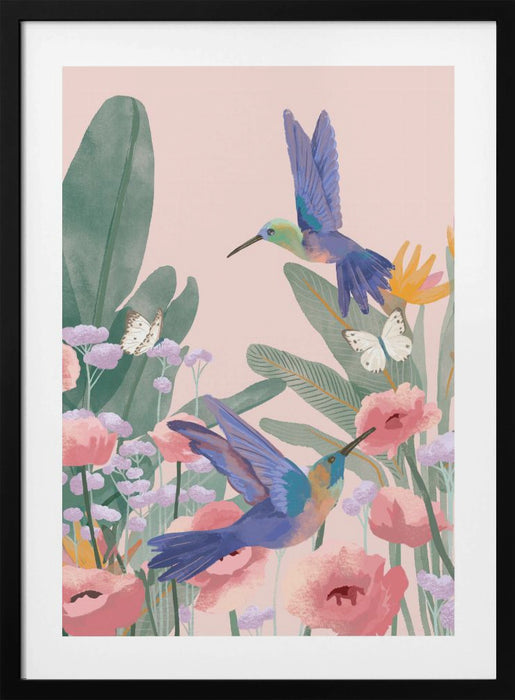 Hummingbirds Framed Art Wall Decor