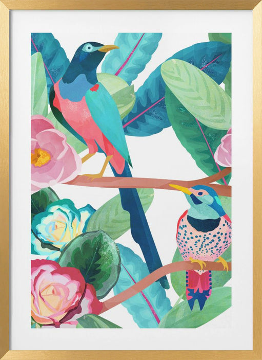 Birds of Spring Framed Art Wall Decor