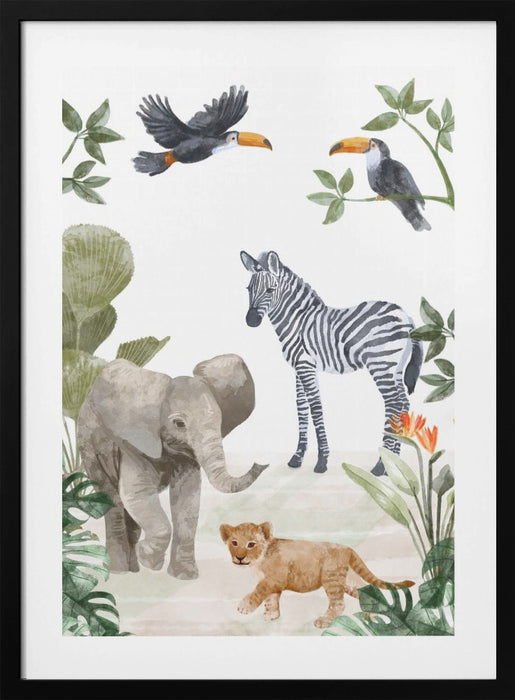 Jungle Babies Framed Art Wall Decor