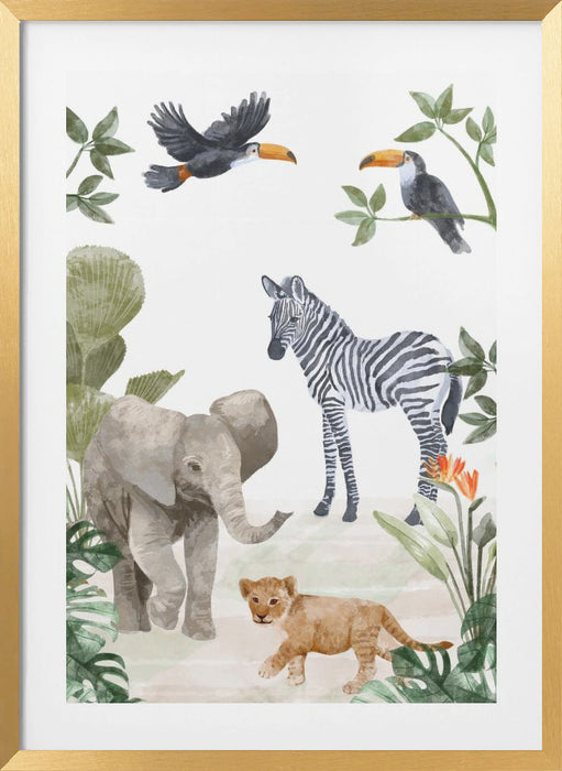 Jungle Babies Framed Art Wall Decor