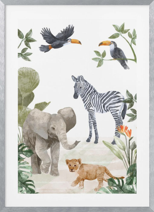 Jungle Babies Framed Art Wall Decor