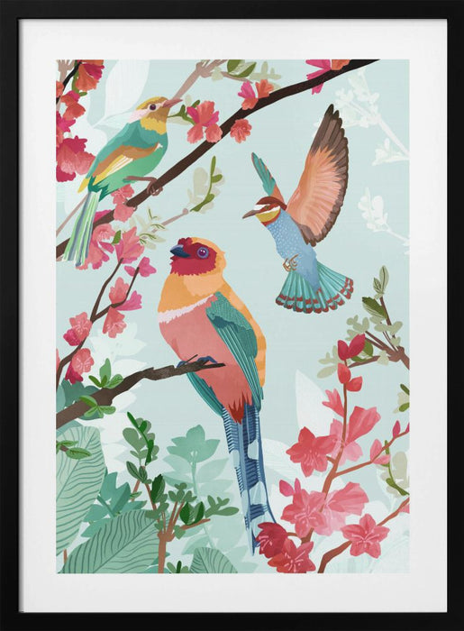 Birds of Summer Framed Art Wall Decor