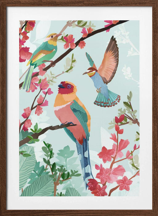 Birds of Summer Framed Art Wall Decor