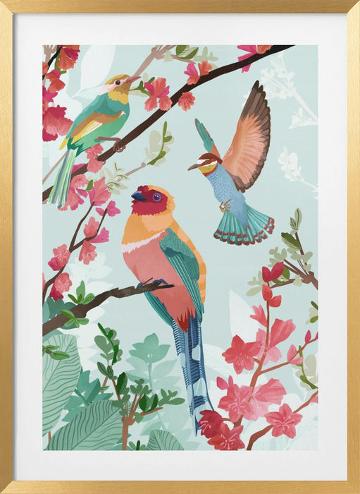 Birds of Summer Framed Art Wall Decor