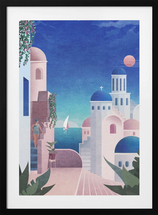 Santorini Framed Art Modern Wall Decor