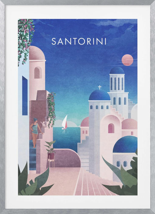 Santorini Text.png Framed Art Modern Wall Decor