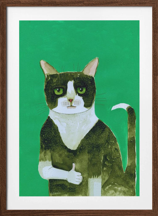 Tuxedo Cat Thumbs Up Framed Art Modern Wall Decor